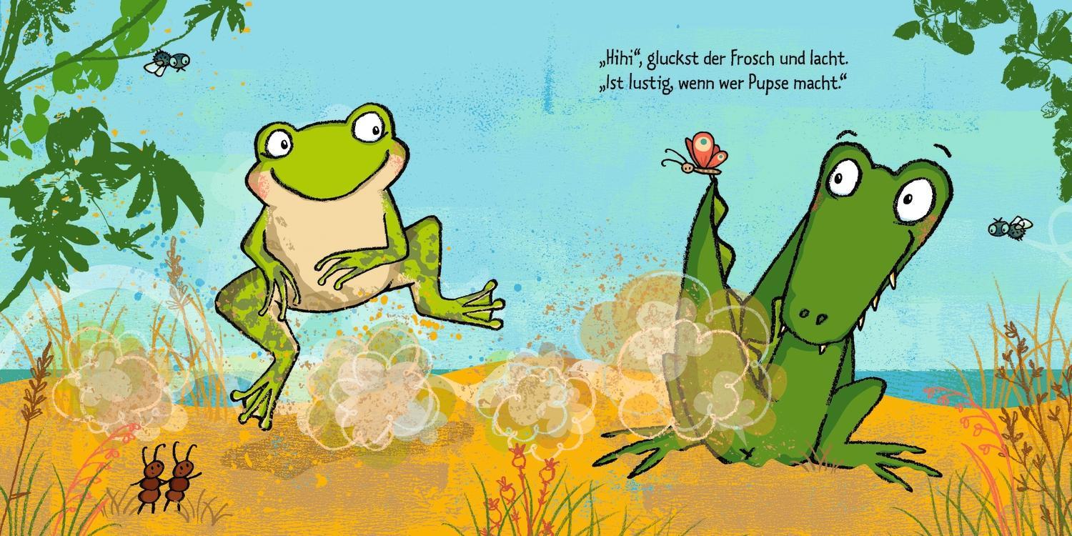 Das Krokodil pupst viel zu viel