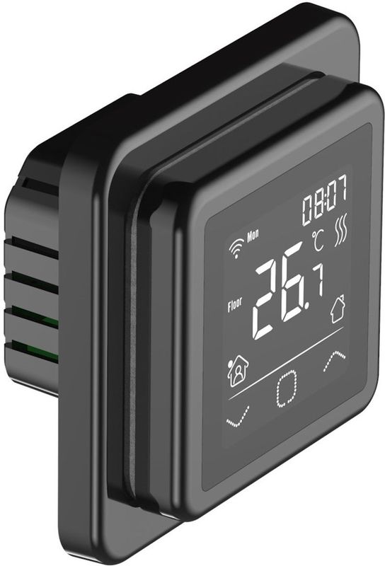 Klokthermostaat - Inbouw - Zwart - Met Wifi en Touch Screen