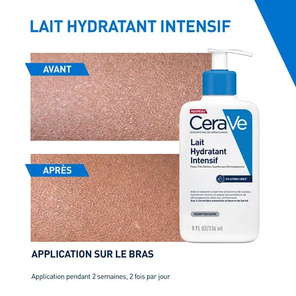 CeraVe Soins Lait Hydratant Intensif Peaux très sèches sujettes aux démangeaisons 236ml