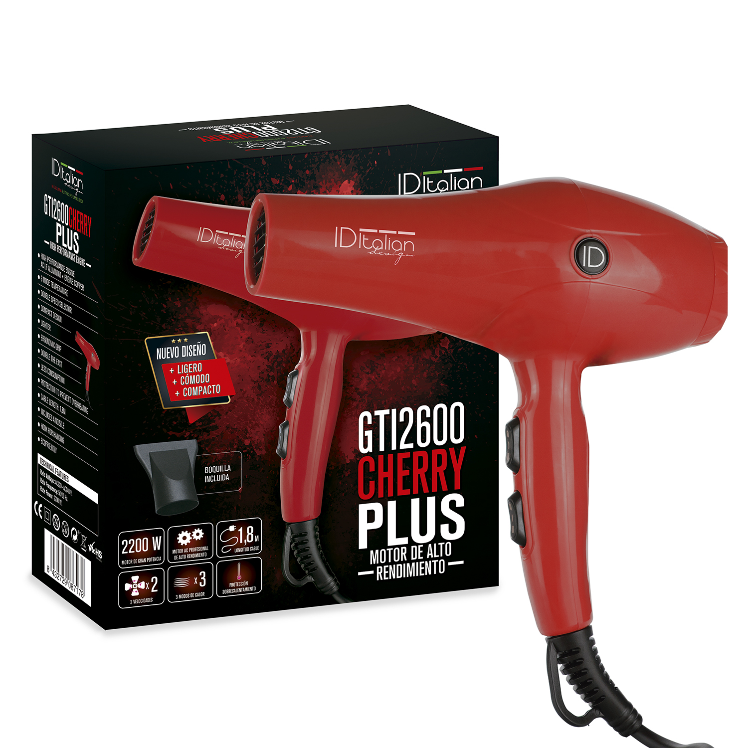 Italian Design GTI 2600 Cherry Plus Hair dryer