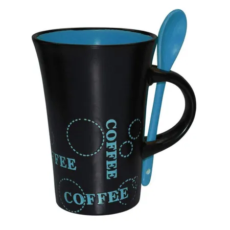 Out of the Blue Keramik-Kaffeebecher mit Löffel sortiert
