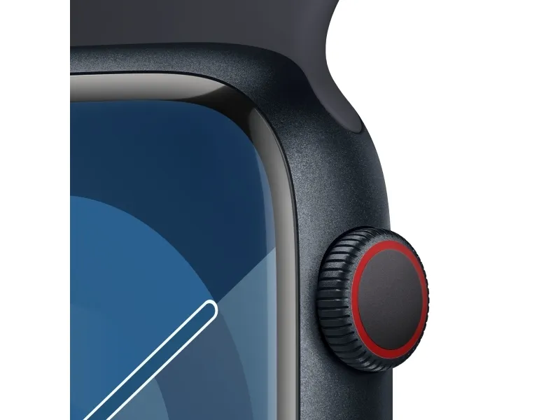 [OUTLET] - Apple Watch Series 9 (GPS   Cellular) - 45 mm - midnatsaluminium - smart ur med sportsbånd - fluoroelastomer - midnat - båndstørrelse: M/L - 64 GB - Wi-Fi, Bluetooth, UWB, LTE - 4G - 39 g