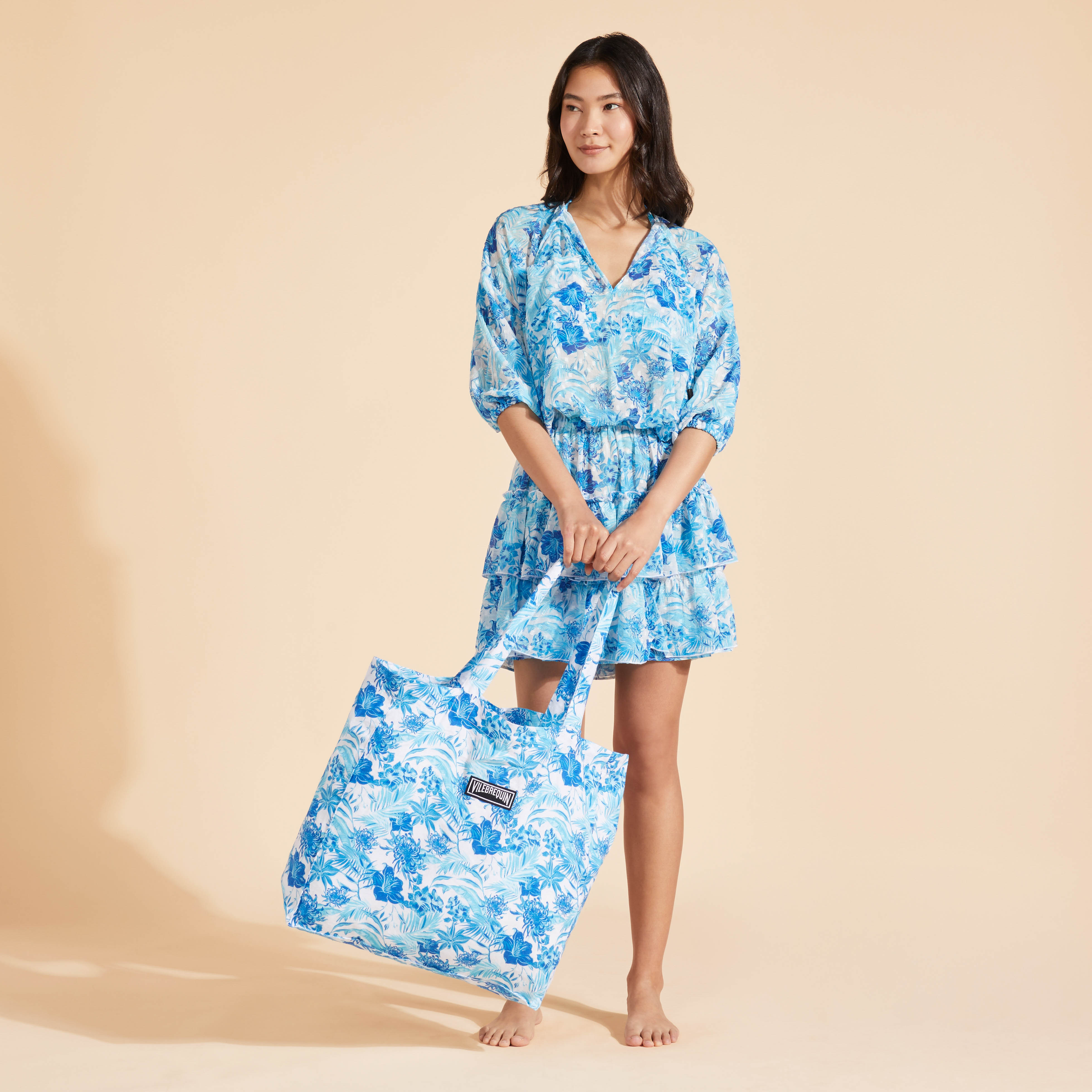 Tote bag de Plage en Lin Unisexe Tahiti Flowers