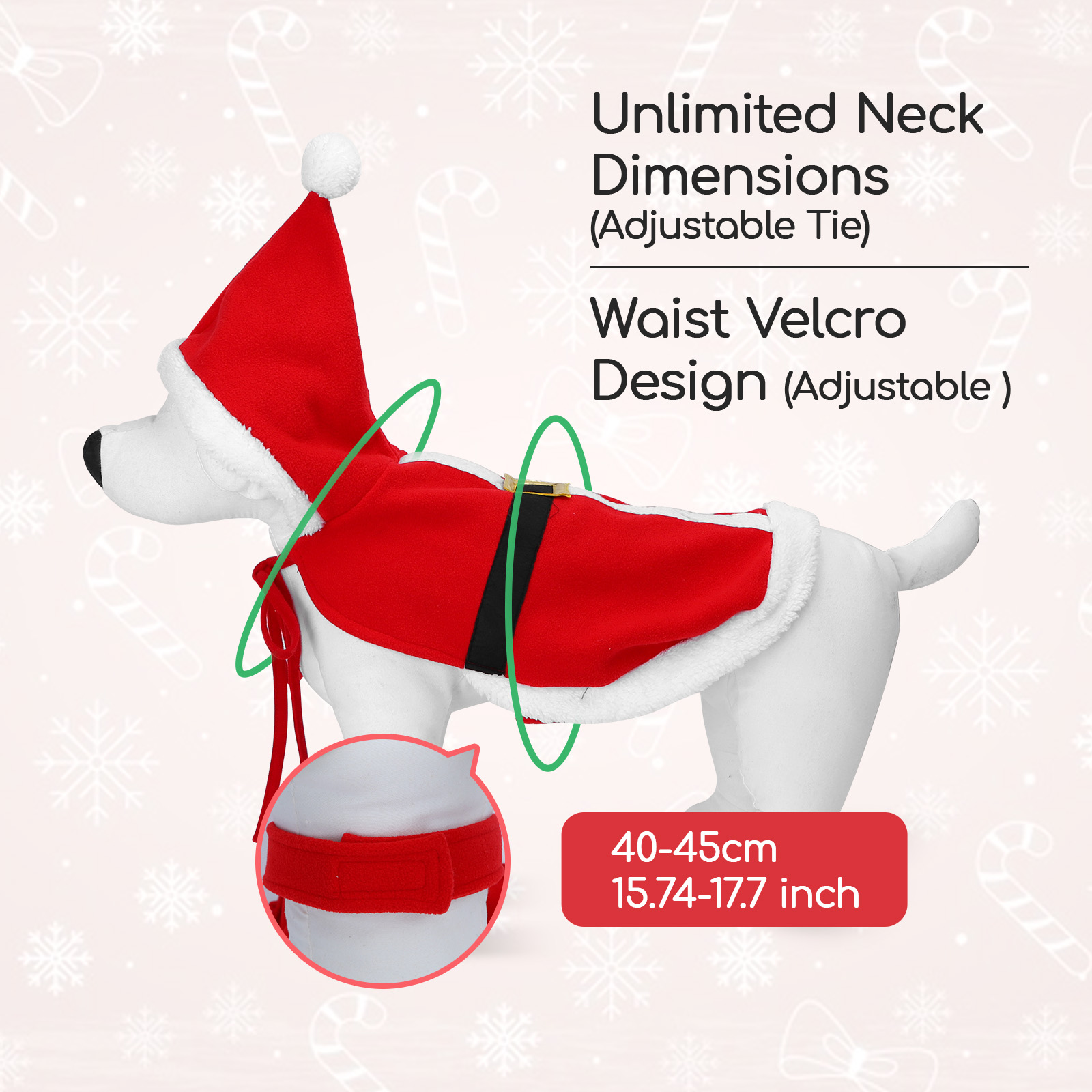 Roupa natalina de nobreza para cães de pequeno porte, fantasia de Papai Noel para gatos, traje de Papai Noel ajustável para filhotes, gatinhos, gatos de pequeno porte e cães de estimação.