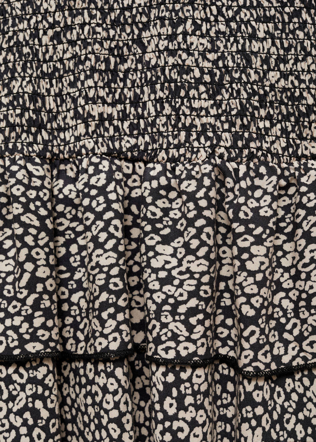 MANGO TEEN jurk met all over print en plooien bruin/zwart