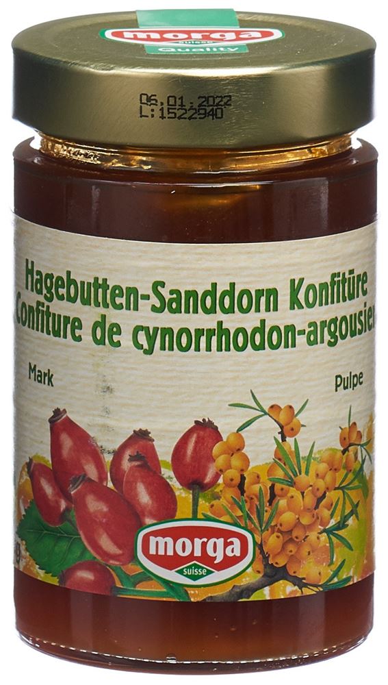 MORGA Konfitüre<br>350 g, Sanddorn Hagebuttenmark