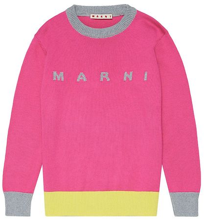 Marni Bluse - Strick - Pink m. Grau Meliert/Gelb
