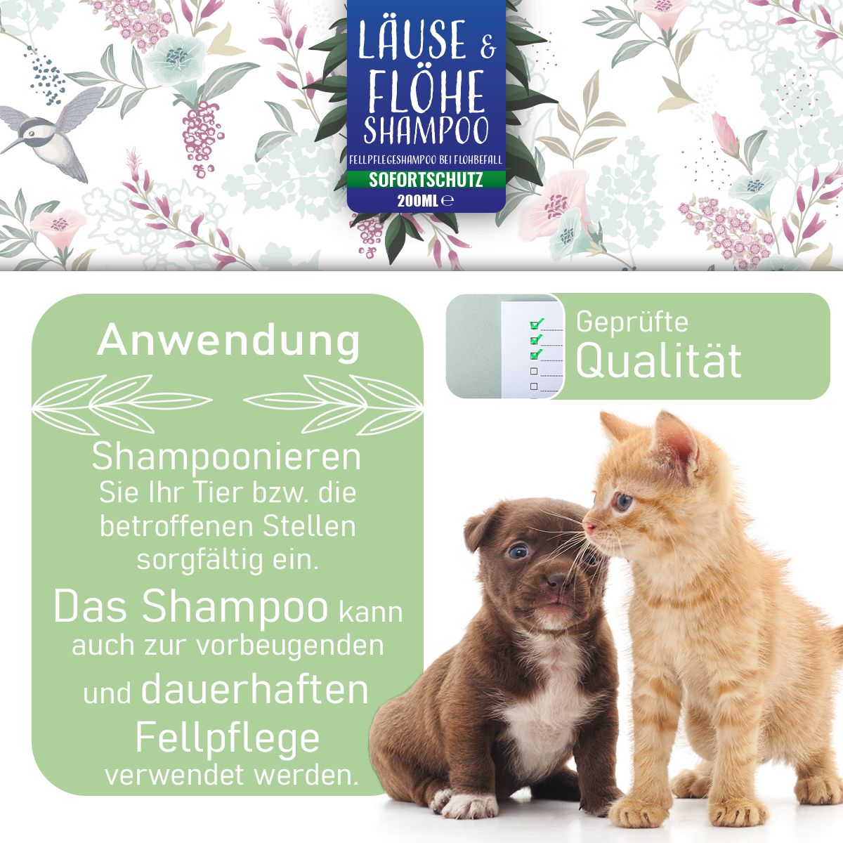 Nature Animal® | Läuse & Flöhe Shampoo für Hund und Katze