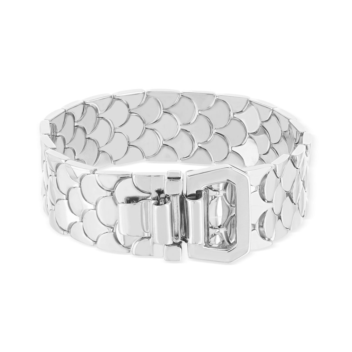Bracelet maille argent écailles 20cm
