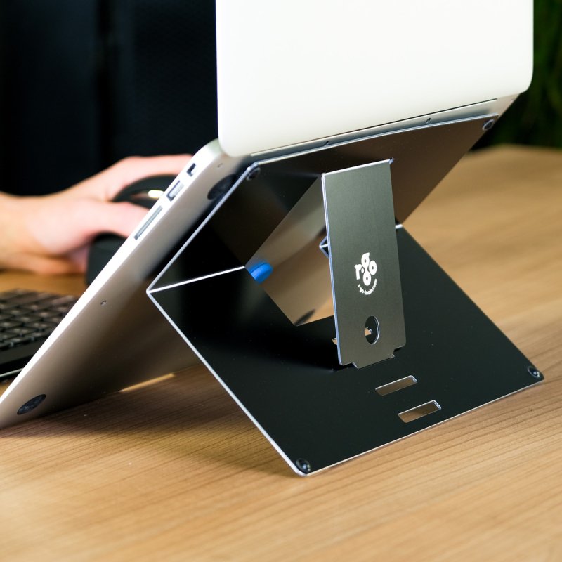 R-Go Tools Support pour ordinateur portable R-Go Riser Attachable, réglable, intégré à votre ordinateur portable, aluminium, noir