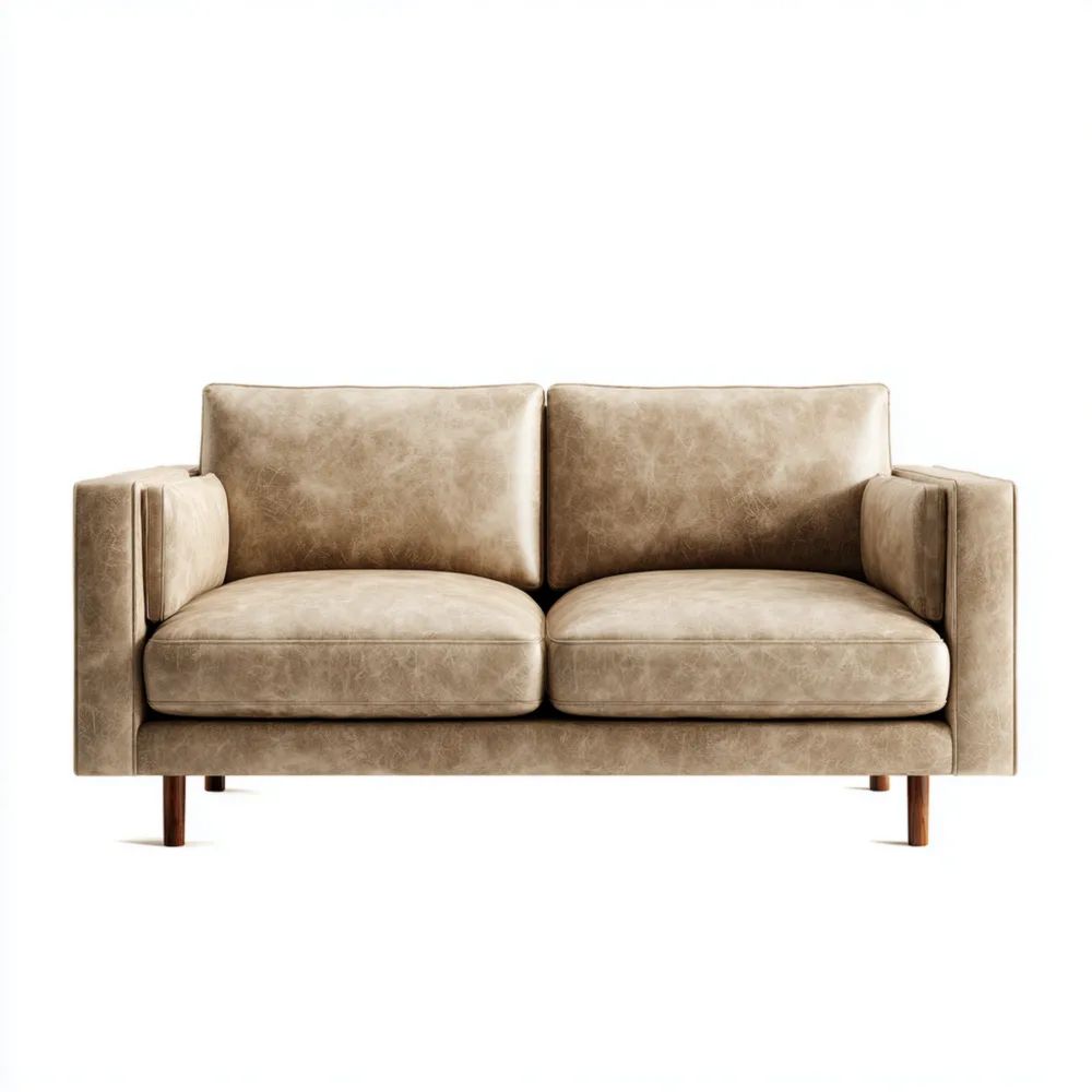 2-Sitzer Ledersofa – 150x90x85 cm – Beige – Modernes Design