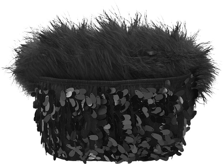 OW Collection VIRGO Sequin Feather Top Black caviar