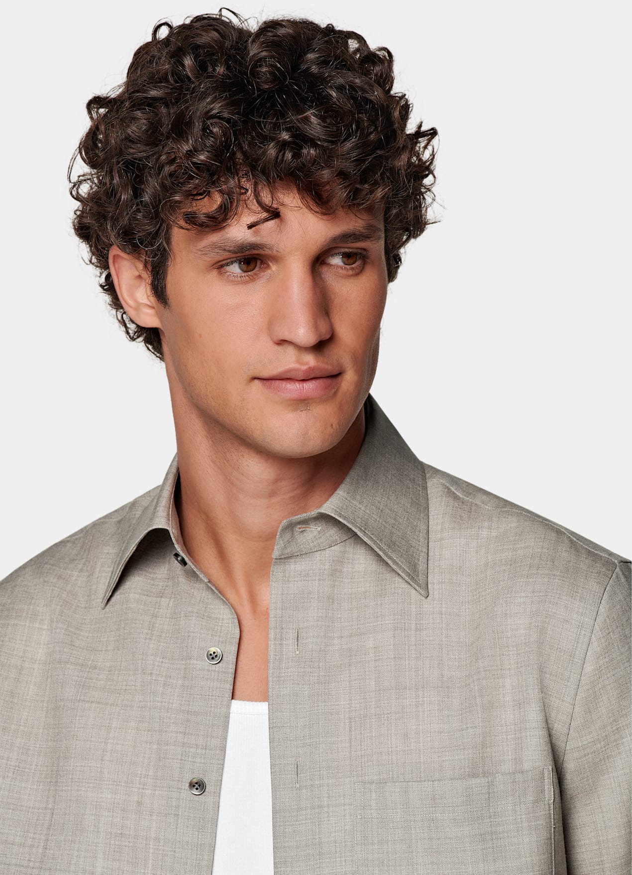 Chemise coupe ajustée taupe clair
