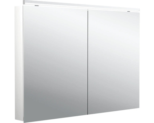 Emco Flat 2 spiegelkast, 100 x 11,3 x 72,9 cm, aluminiumkleurig, 2-deurs, LED, IP20