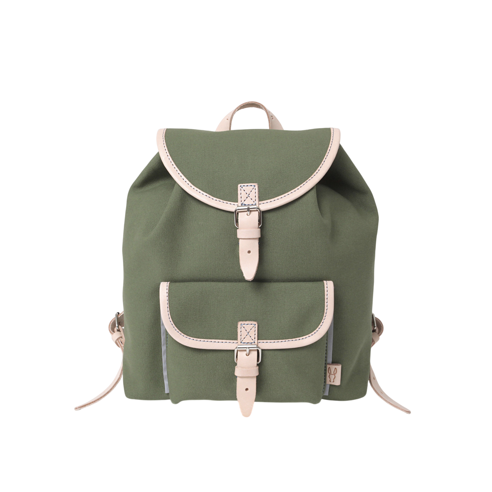 Kinderrucksack Georgie Oliv, Leder Natur