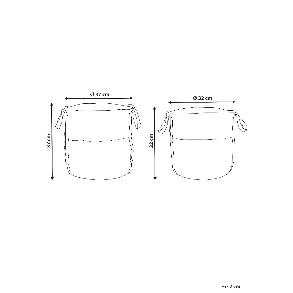 Beliani BELLPAT - Lot de 2 paniers en jute naturel et blanc