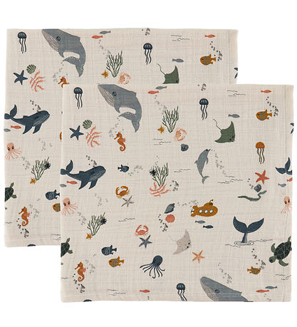 Liewood Spucktücher - 2er-Pack - 65x65 cm - Lewis - Sea Kreatur/
