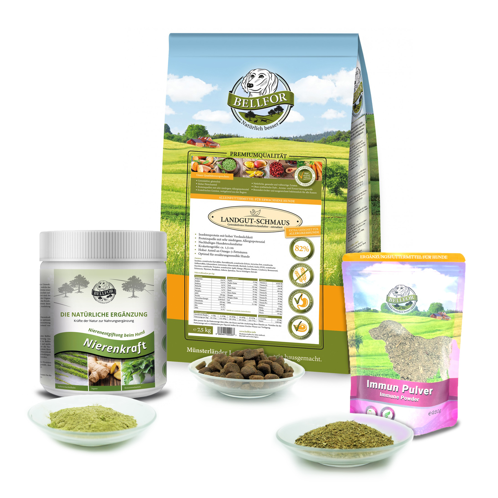 Kit économique no. 7 - landgut-schmaus 7,5kg + poudre pour renforcer les reins 250g + immunitaires poudre 250g