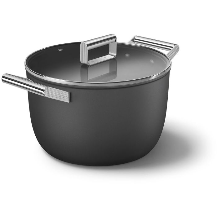 SMEG Kochtopf mit Deckel 26 cm CKFC2611BLM Schwarz