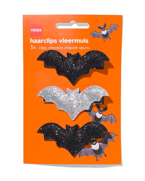 3 pinces à cheveux paillettes chauve-souris