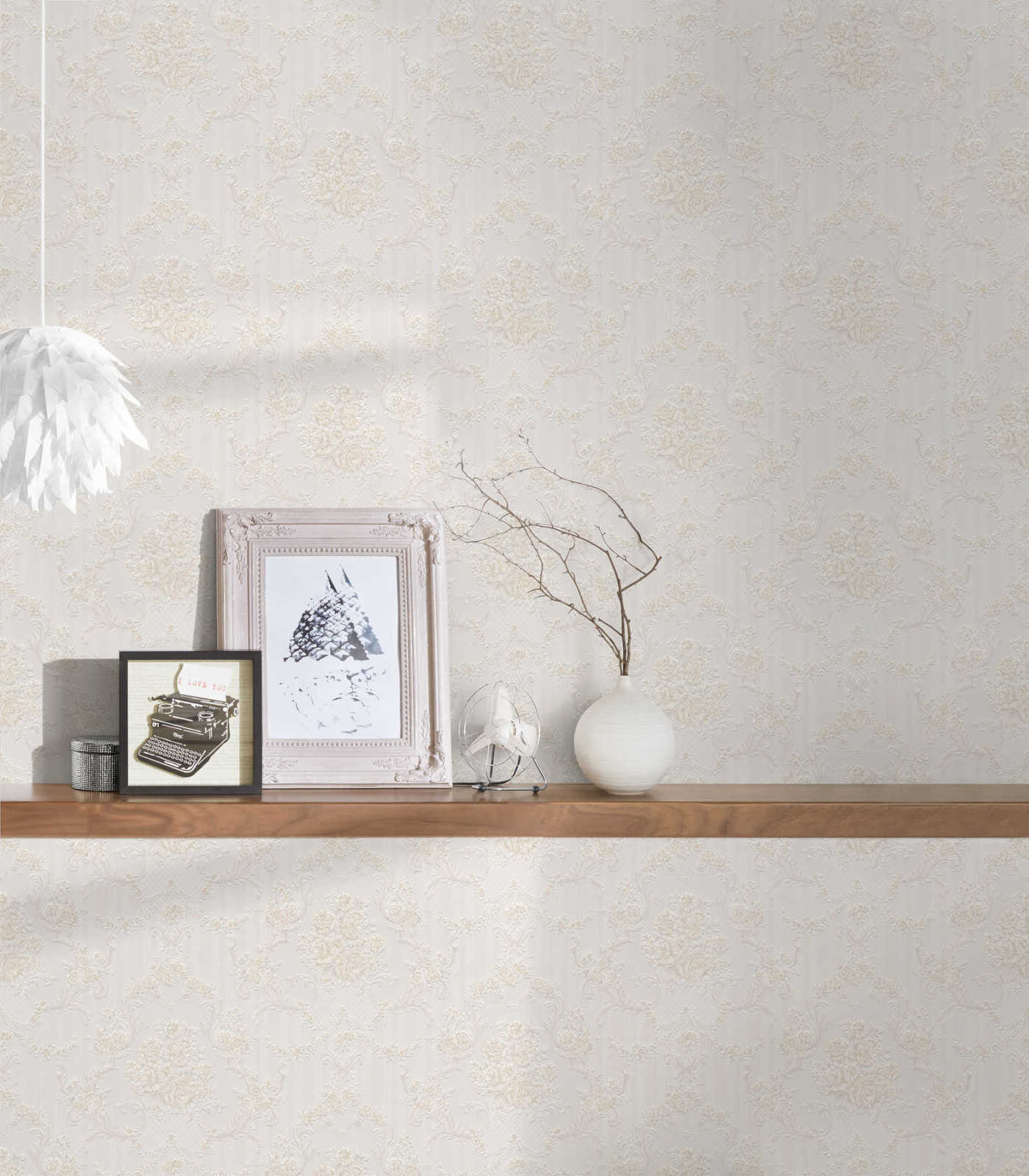 Papiertapete CONCERTO 3 - beige-grau - Barock - 10 Meter