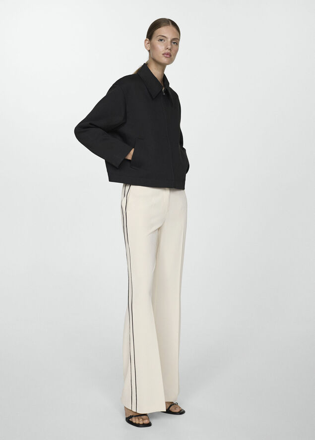 MANGO Cotton jacket with shirt collar Black