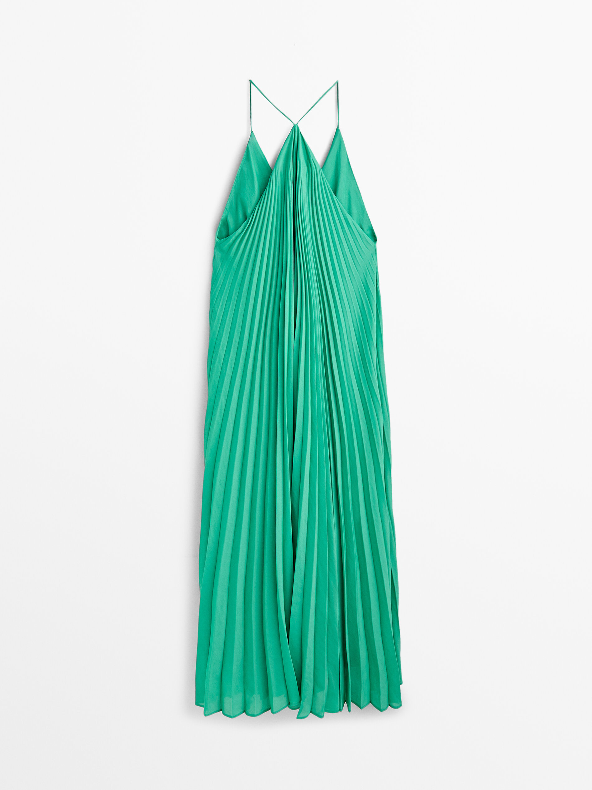 Vestido plissado com decote em bico - TURQ.OSCU