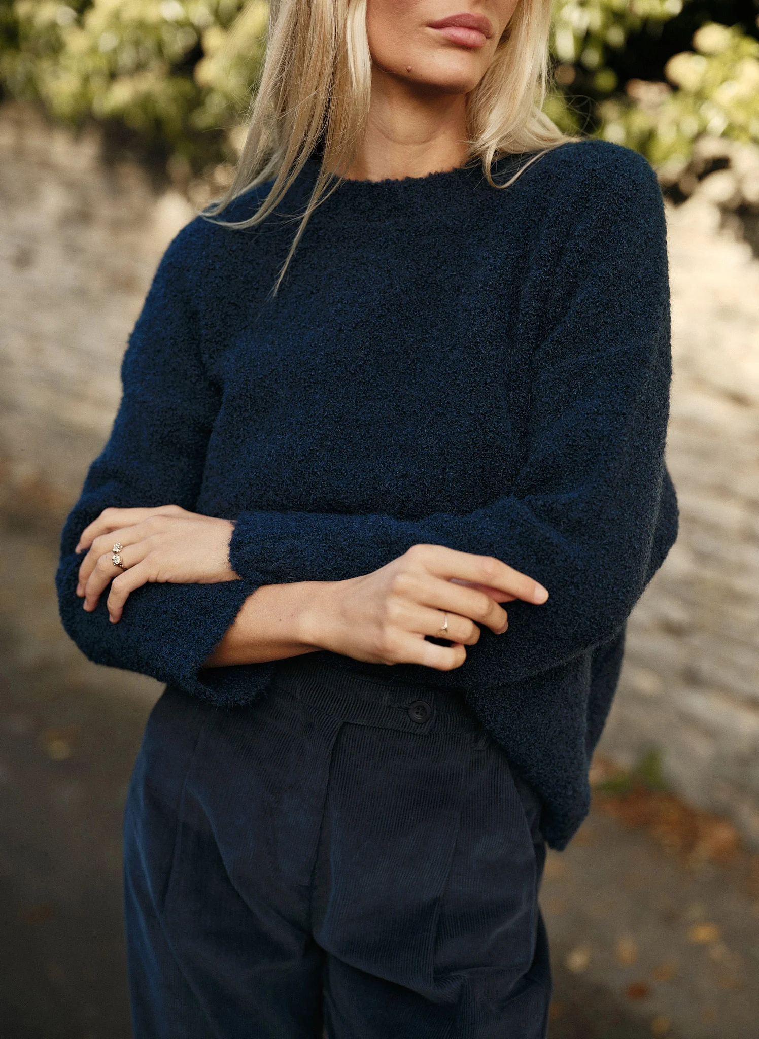 Pull droit en fibres recyclées mélangées | Bleu