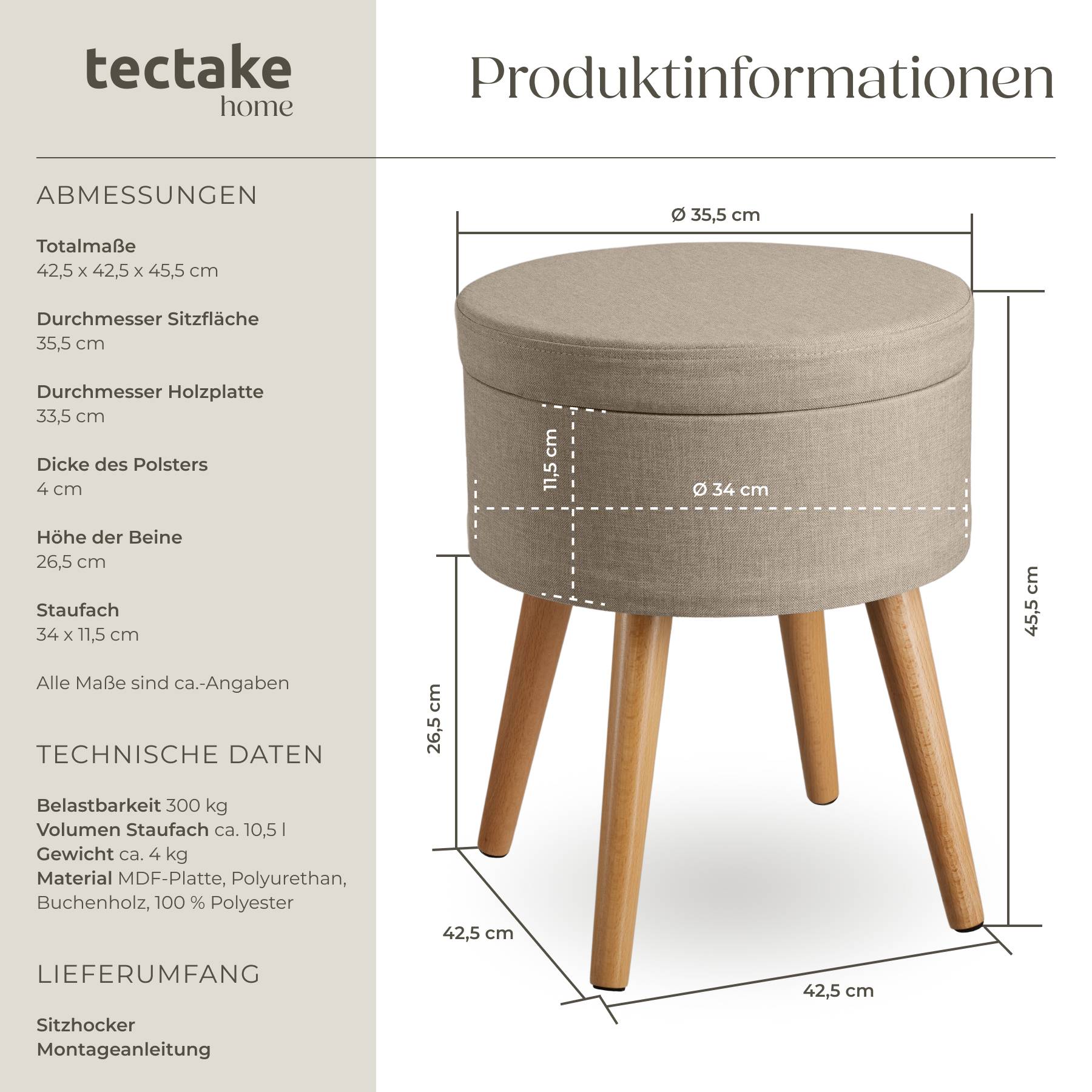 Sitzhocker mit Stauraum Yara