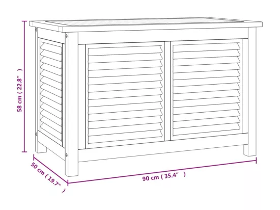 Boîte de rangement de jardin et sac 90x50x58cm bois massif teck
