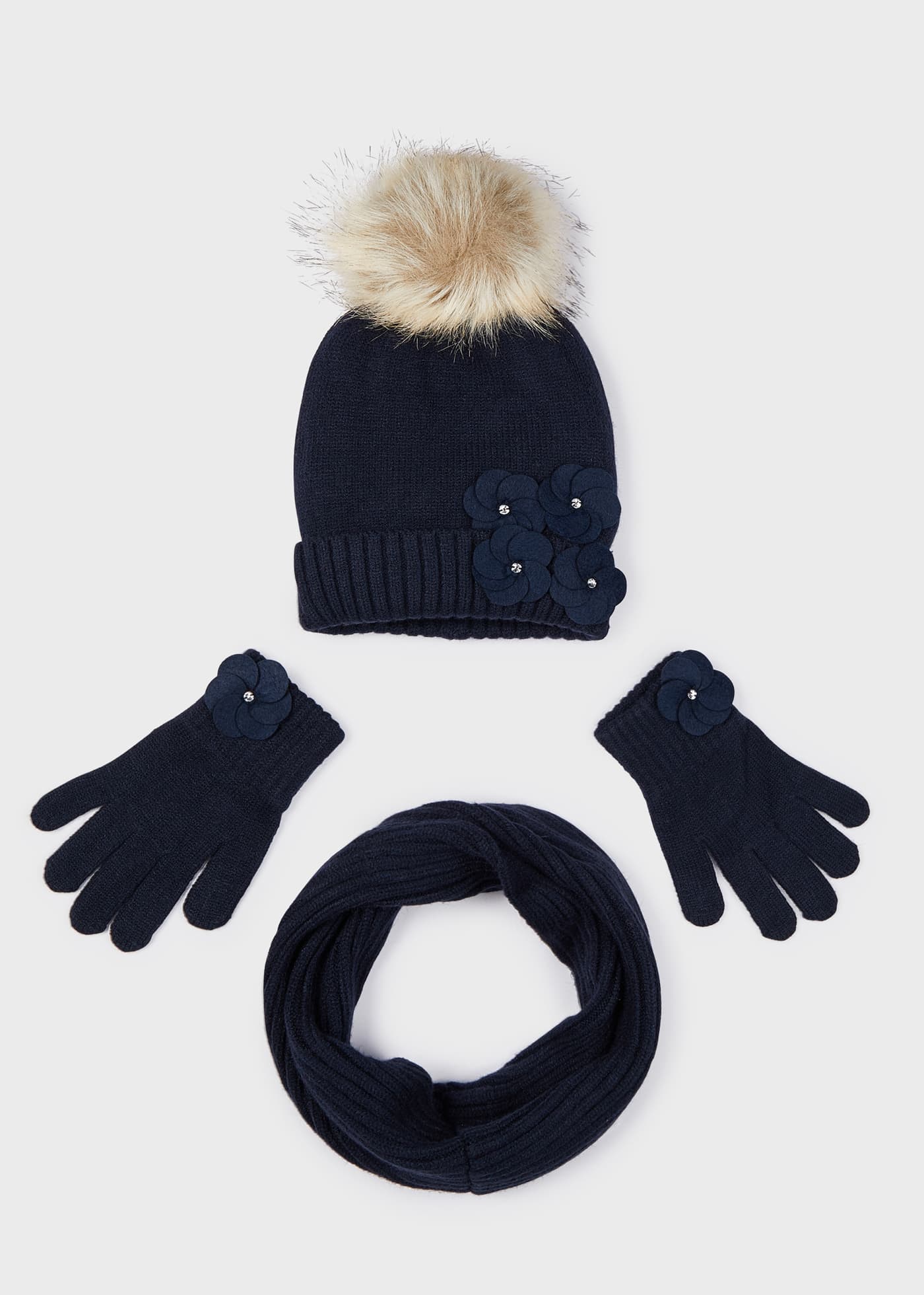 Conjunto de tricô de 3 peças para meninas