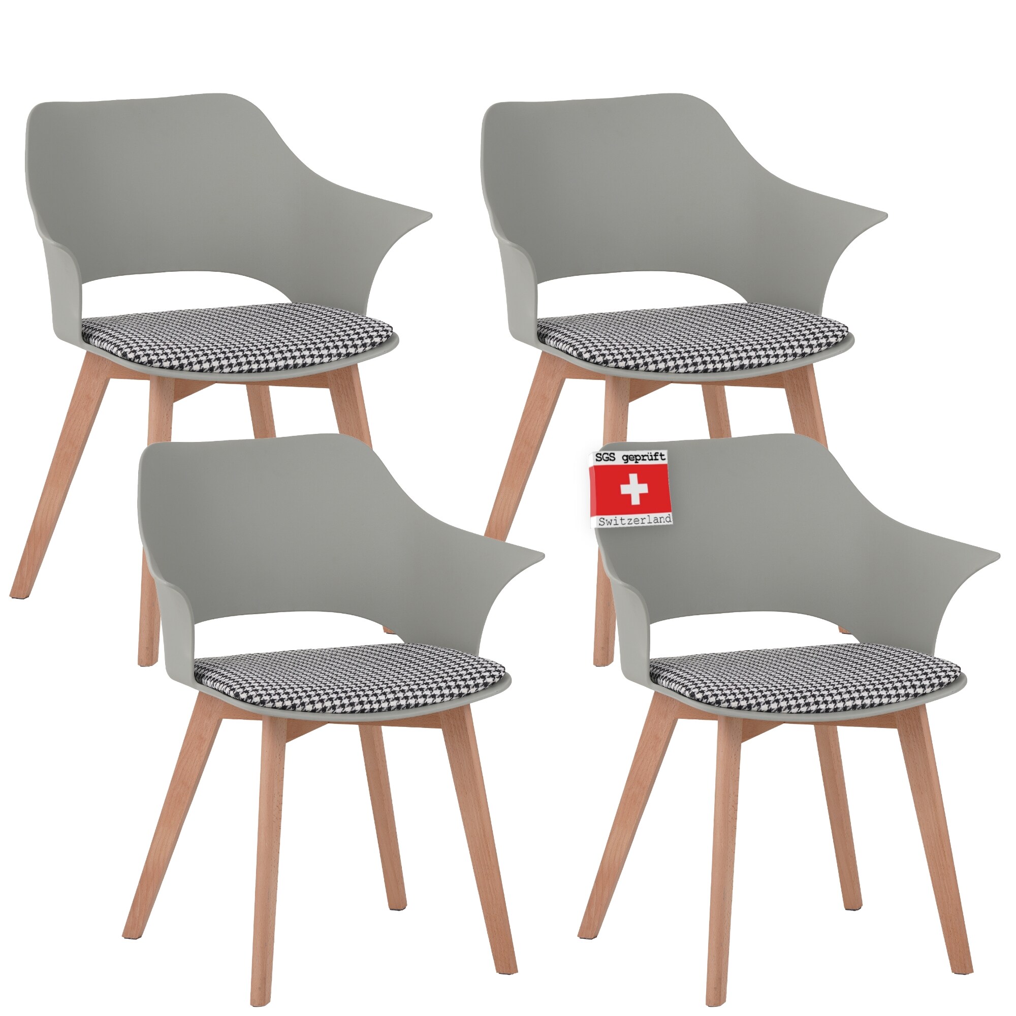 ALBATROS Esszimmerstühle 4er Set AALBORG, Grün - Beine aus Buche Massiv-Holz, Skandinavisches Retro-Design, bequemer Schalenstuhl - Eleganter Küchenstuhl, Stuhl Esszimmer für Esstisch