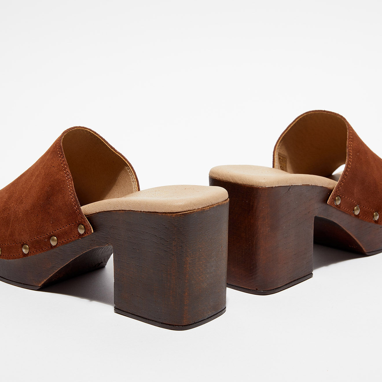 Apologie Studio Sabots en Velours de Cuir Ninon marron - Talon 8,5 cm