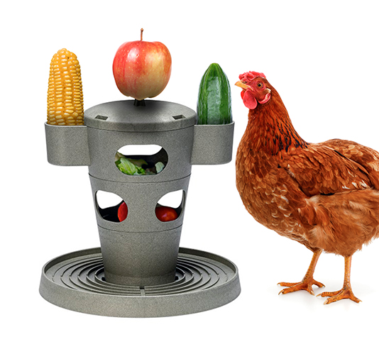 Alimentador para galinhas de pequeno e grande porte - Torre de petiscos para aves - Alimentador interativo e divertido para galinhas