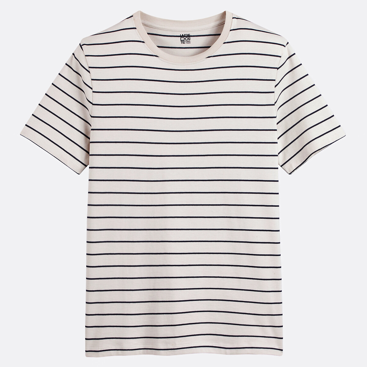 COLEÇÕES LA REDOUTE<br>Camiseta listrada com gola redonda e mangas curtas, em algodão orgânico