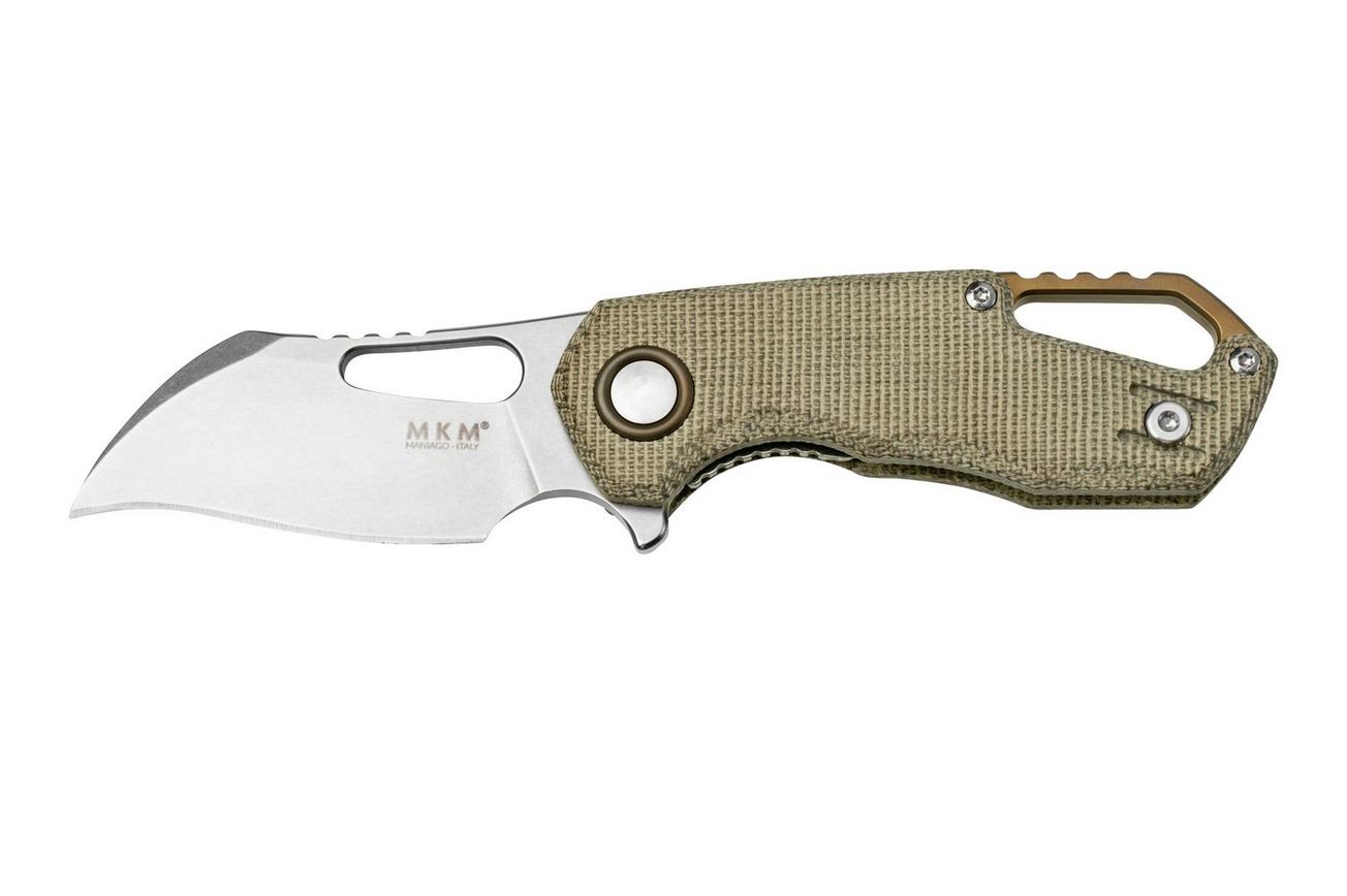 MKM Isonzo FX03M-1GC Hawkbill M390, Green Canvas Micarta zakmes, Jesper Voxnaes design