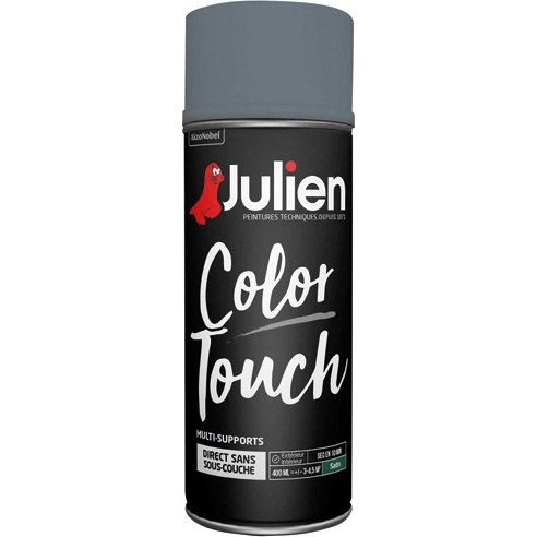 Peinture satinée multi-supports Color Touch Julien - Aérosol de 400 ml, gris anthracite RAL 7031
