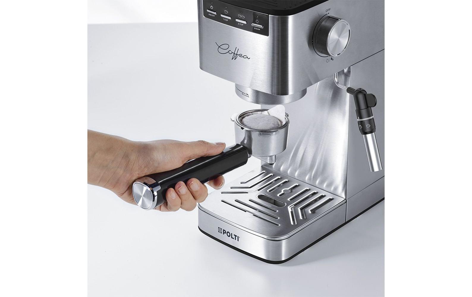 Siebträgermaschine Coffea P10S Silber<br>Manuelle Espressomaschine