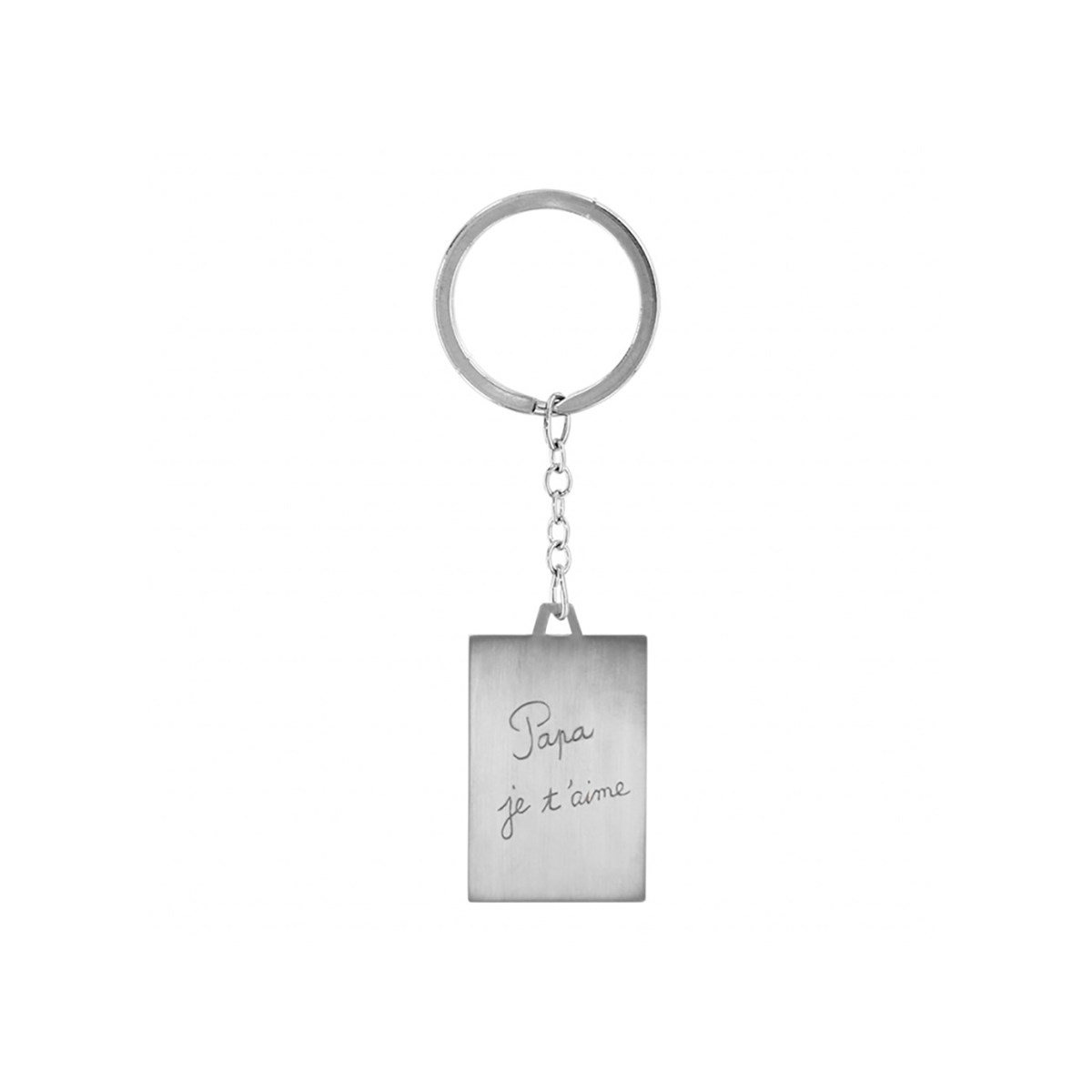 Porte clefs acier satiné - Papa je t'aime