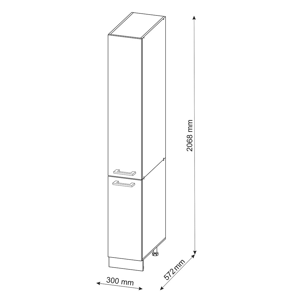 Vicco Apothekerhochschrank Küchenschrank Küchenzeile R-Line 30 cm Weiß Edelgrau