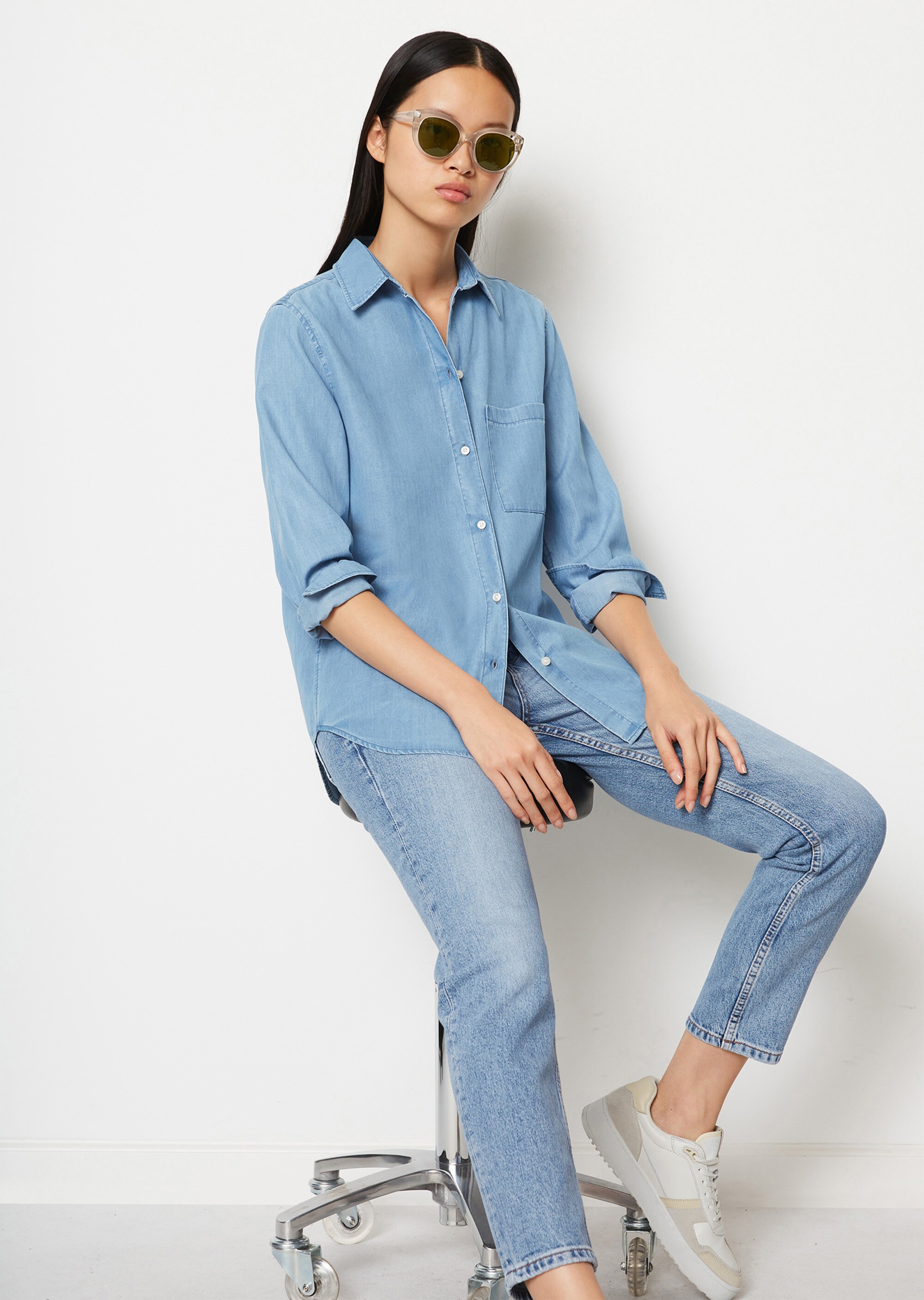 Denim Bluse regularmit Tencel™ Lyocell