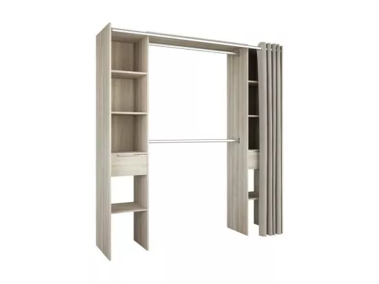 Kit placard 2 colonnes/2 penderies/2 tiroirs - Decor chene shannon - L 115 x P 50 x H 203 cm - DANA
