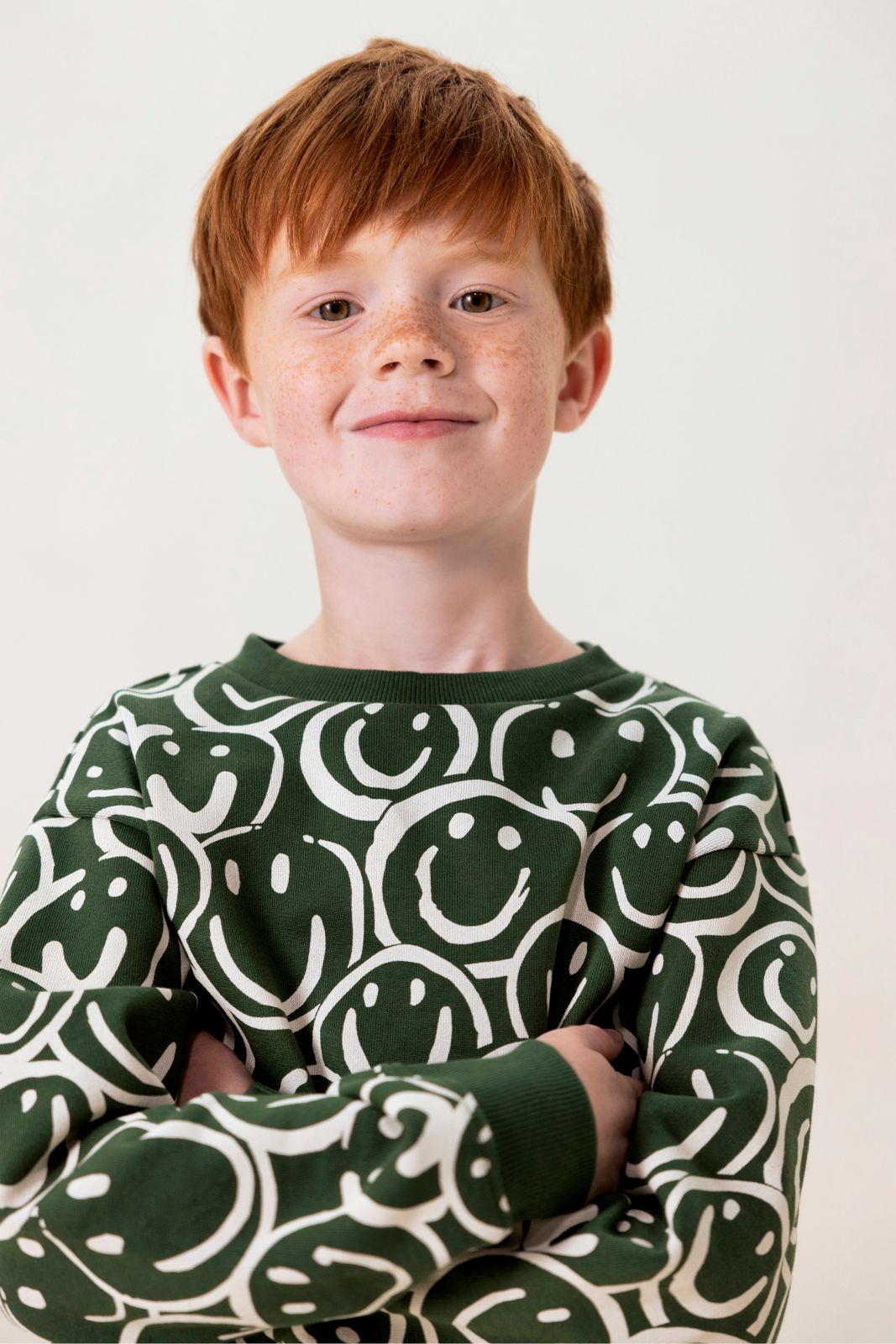 Groene sweater met smiley print