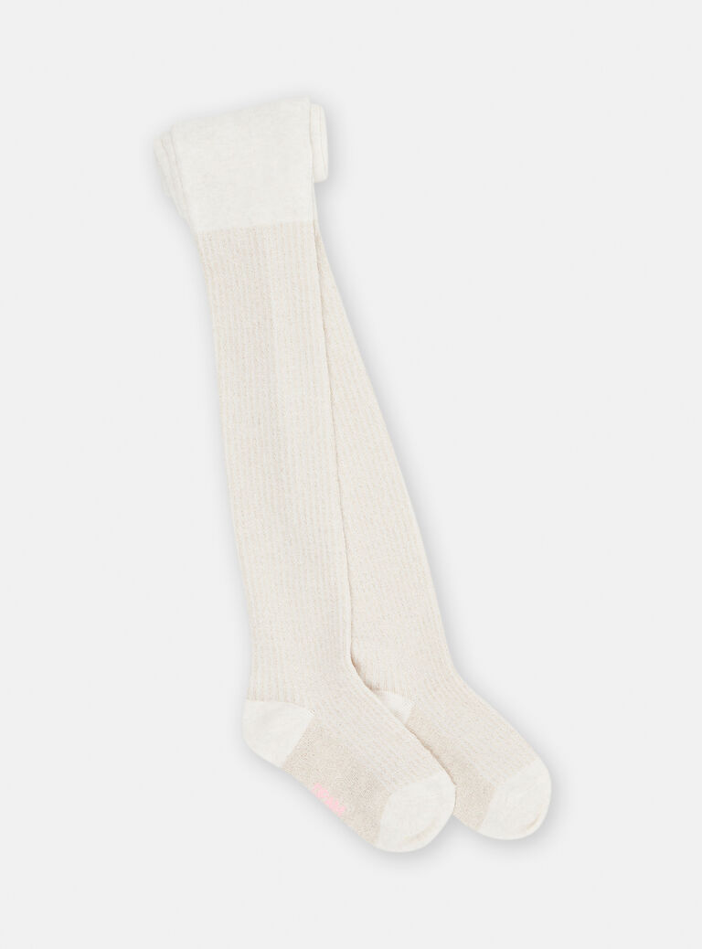 Collants écrus en lurex fille