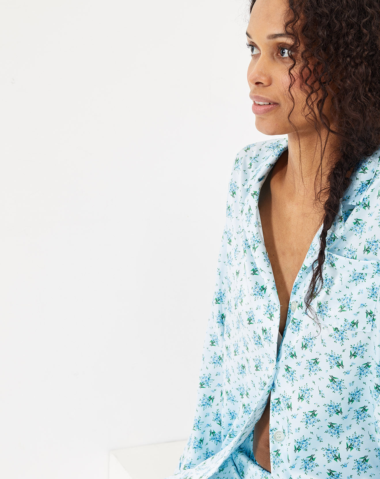 Quartier Latin Pyjama satiné Clarisse imprimé bleu ciel