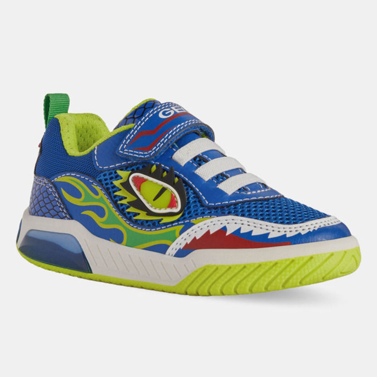 Geox Baskets Inek à scratchs bleu/jaune