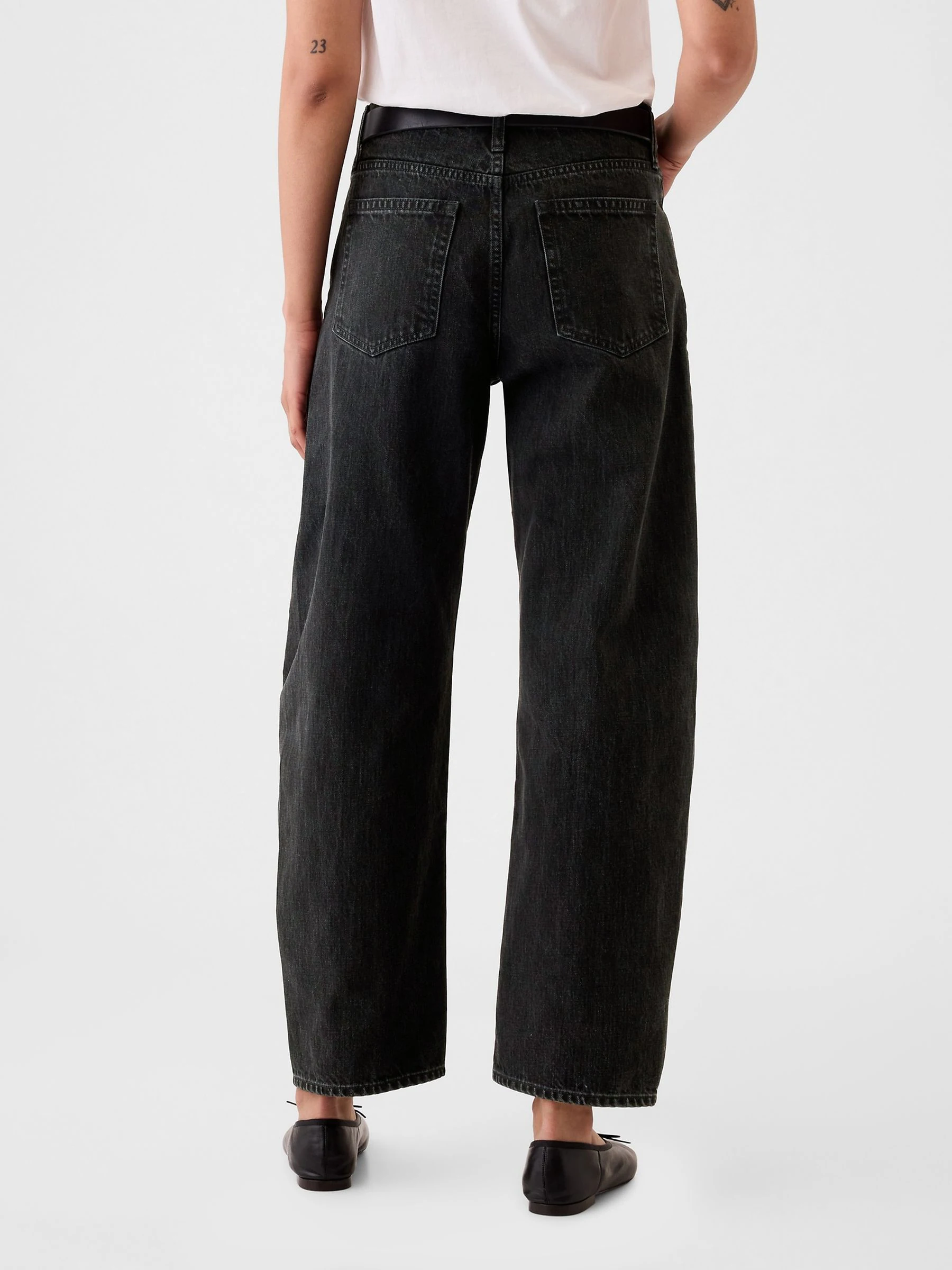 Zwart - Gap jeans met hoge taille en toelopende pijpen