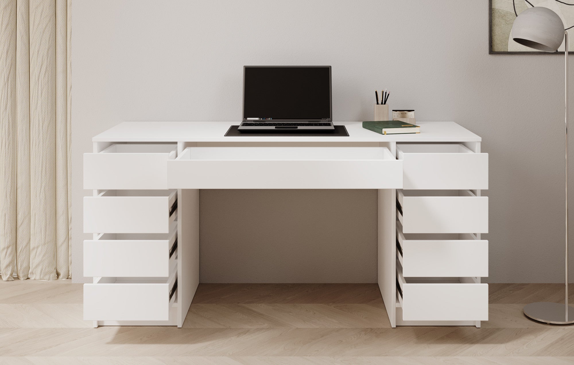 Meubella - Bureau Avio 2 - Wit - 154 cm