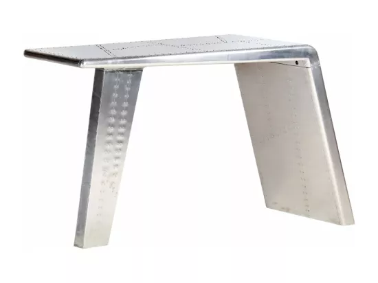 Bureau style avion Argenté 112x50x76 cm Métal