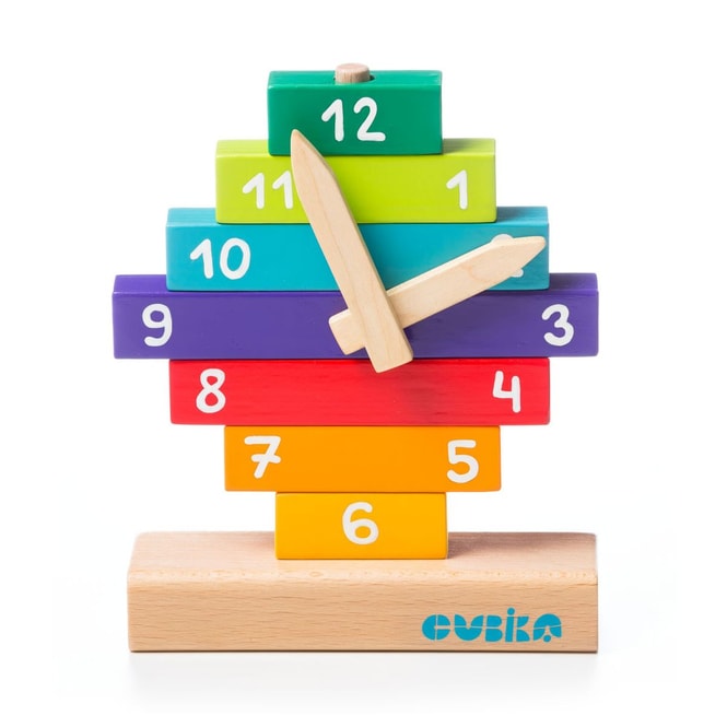 Cubika - Holzbaukasten Uhr - 12 tlg.